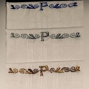 Springmaid Vintage but New Boxed 3 Embroidered Monogrammed P Men’s Handkerchiefs